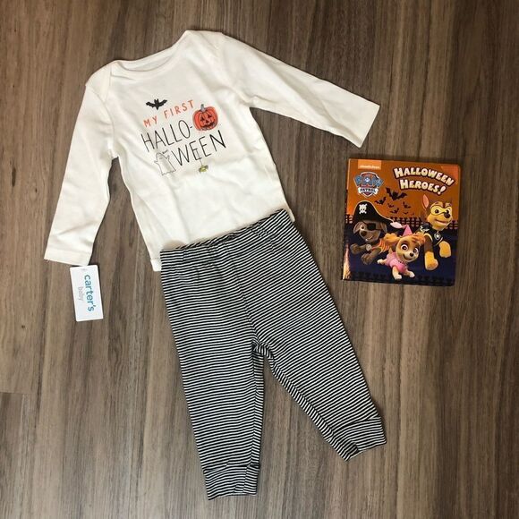 My First Halloween Pumpkin Pant Set and Book - Picture 1 of 13